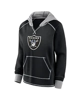 Logo Athletic Women's Black Las Vegas Raiders Boom Fleece Pullover V-Neck Hoodie