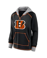 Logo Athletic Women's Black Cincinnati Bengals Boom Fleece Pullover V-Neck Hoodie