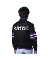 Starter Big Boys and Girls Black Sacramento Kings Scout Varsity Full-Snap Jacket