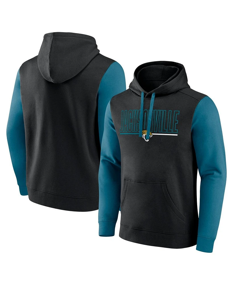 Fanatics Men's Black/Teal Jacksonville Jaguars Outline Pullover Hoodie