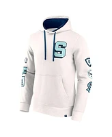 Fanatics Men's White Seattle Kraken Letterman Fleece Pullover Hoodie