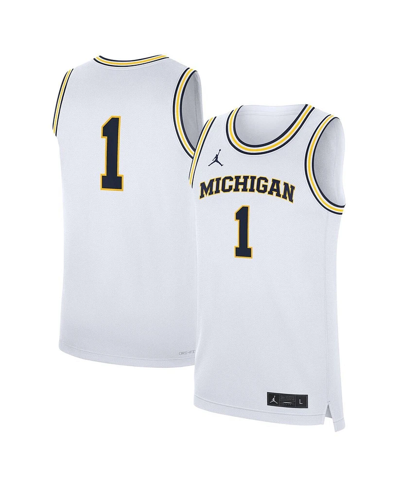 Jordan Men's White Michigan Wolverines Home Replica Basketball Jersey