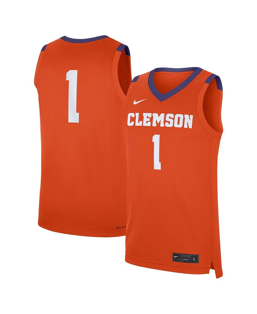 Nike Men's 1 Orange Clemson Tigers Road Replica Jersey