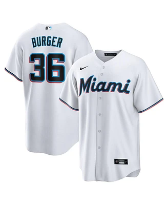 Nike Men's Jake Burger White Miami Marlins Home Replica Team Jersey