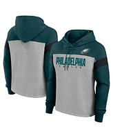 Fanatics Women's Heather Gray/Green Philadelphia Eagles Bold Play Call Pullover Hoodie