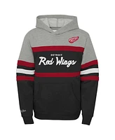 Mitchell & Ness Big Boys and Girls Black/Gray Detroit Red Wings Head Coach Pullover Hoodie