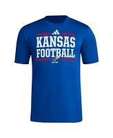 Adidas Men's Royal Kansas Jayhawks Locker Football Pre-Game Aeroready T-Shirt