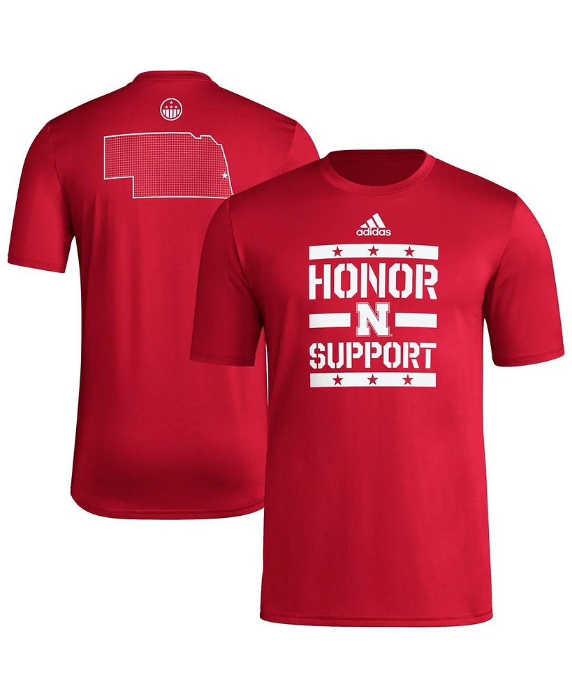 Adidas Men's Scarlet Nebraska Huskers Honor Support Pre-Game T-Shirt