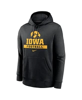 Nike Men's Black Iowa Hawkeyes Football Stack Club Fleece Pullover Hoodie