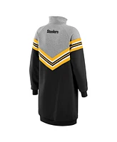 Wear by Erin Andrews Women's Black/Heather Gray Pittsburgh Steelers Chevron Stripe Dress