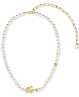 Lacoste Gold-Tone Matchpoint Imitaion Pearl Strand Necklace, 16-1/3" + 2-1/2" extender