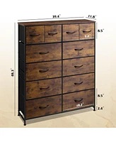 Wlive Tall Dresser for Bedroom with 12 Drawers Dressers & Chests of Fabric Closet Storage Draw