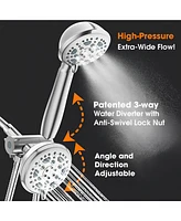Sugift 6-Spray Setting High Pressure Dual Rain Shower Head with Handheld Valve and 59" Flexible Hose (Brushed Nickel)