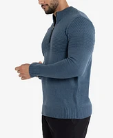 X-Ray Men's Mock Neck Texture Quarter Zip Knitted Sweater