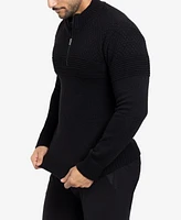 X-Ray Men's Mock Neck Texture Quarter Zip Knitted Sweater