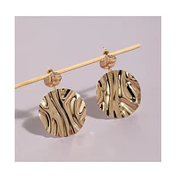 Dented Circular Drop Earrings