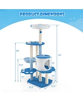 Gymax 54'' Cat Tree Tower w/ Sisal Scratching Posts Bell Cat Perch Cat Condo