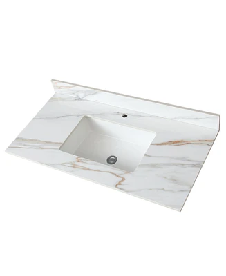 Slickblue Bathroom Vanity Top with Undermount Rectangular Middle Sink for Modern Elegance