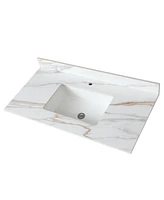 Slickblue Bathroom Vanity Top with Undermount Rectangular Middle Sink for Modern Elegance