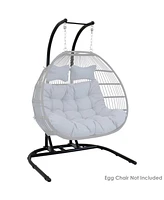 Deluxe Steel U-Shape Hanging Egg Chair Loveseat Stand -Indoor/Outdoor - Powder-Coated Black Finish - 76 Inches Tall