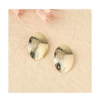 Textured Lined Circular Stud Earrings