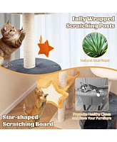 Gymax 50'' Cute Cat Tree for Indoor Cats Multi-level Cat Tower w/ Sisal Scratching Posts