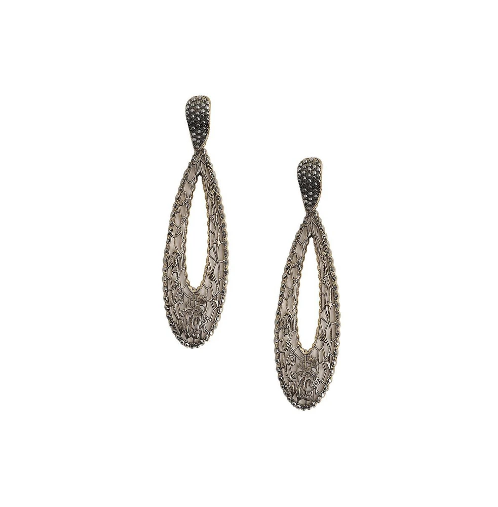 Intricate Oval Rose Drop Earrings
