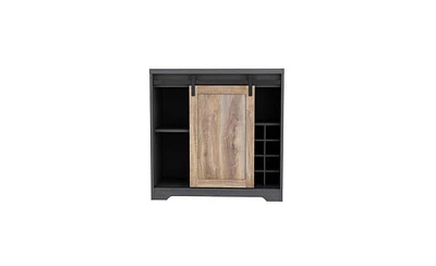 Slickblue Farmhouse Barn Door Bar Cabinet for Living Room with Rustic Storage and Style