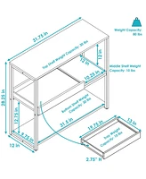 28.25-Inch H 3-Tier Sofa Table - Mdp Shelves and Powder-Coated Steel Frame - Removable Serving Tray - Brown