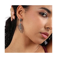 Intricate Crystal Leaf Drop Earrings