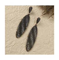 Contrast Intricate Oval Drop Earrings