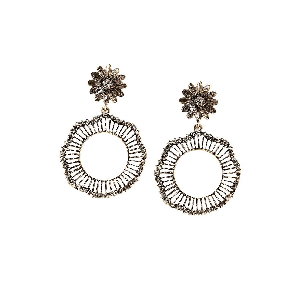 Sohi Daisy Circular Swirl Drop Earrings