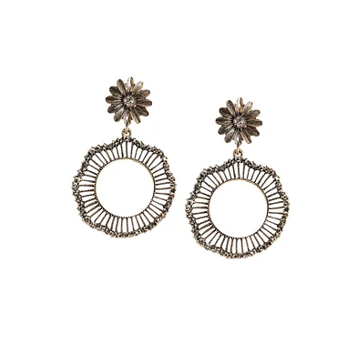 Daisy Circular Swirl Drop Earrings