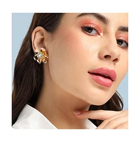 Sohi Crystal Flower Stud Earrings