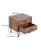 Slickblue Contemporary 2-Drawer Wood Nightstand with Stylish Design by Deoss