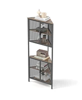 Slickblue 5-Tier Shelves with Metal Mesh Door for Stylish and Organized Storage