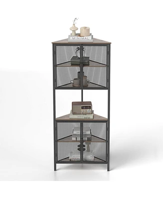 Slickblue 5-Tier Shelves with Metal Mesh Door for Stylish and Organized Storage