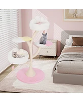 Gymax Multi-Layer Cat Tree Cute Cat Tower w/ 2 Cat Perches & 2 Platforms