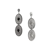 Sohi Intricate Stone Oval Long Drop Earrings