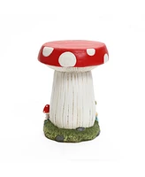 LuxenHome Gnome Mushroom MgO Indoor and Outdoor Sculpture Side Table