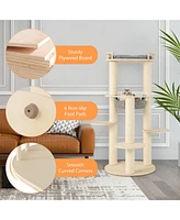 Gymax 6-level Wooden Cat Tree w/ Padded Perch Non-woven Hammock Scratching Posts