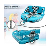 SereneLife Inflatable Towable Tube With Front & Back Tow Points - 3-Person Capacity