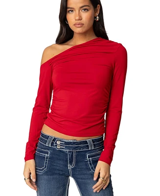 Edikted Women's Ronnie Asymmetric Long Sleeve Top