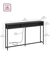 Slickblue Narrow Console Table with 2 Outlets and Usb Ports for Sofa or Entryway