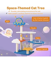 Gymax 49'' Tall Cat Tree w/ Ufo Top Perch Space Capsule Sisal Scratching Posts Cloud