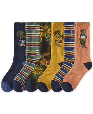 Polo Ralph Lauren Men's 6-Pk. Rl Surf Club Bear Crew Socks