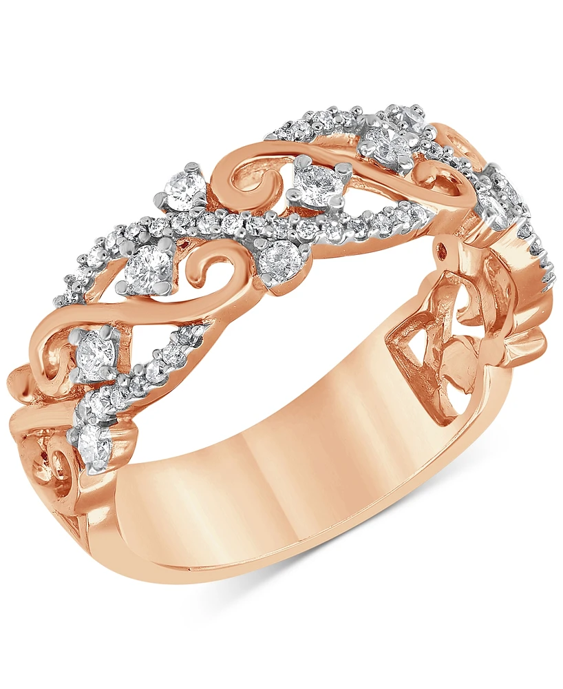 Diamond Filigree Openwork Band (3/8 ct. t.w.) in 10k Rose Gold