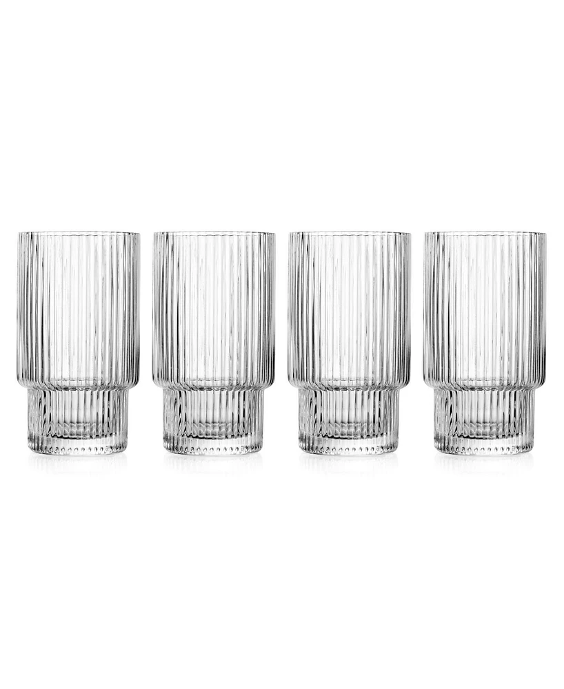 Godinger Sullivan Street Fluted Highball Glasses, Set of 4