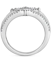 Diamond Princess & Round Halo Cluster Split Shank Ring (5/8 ct. t.w.) in 14k White Gold