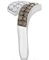 Champagne & White Diamond Bypass Ring (1/2 ct. t.w.) in 10k White Gold